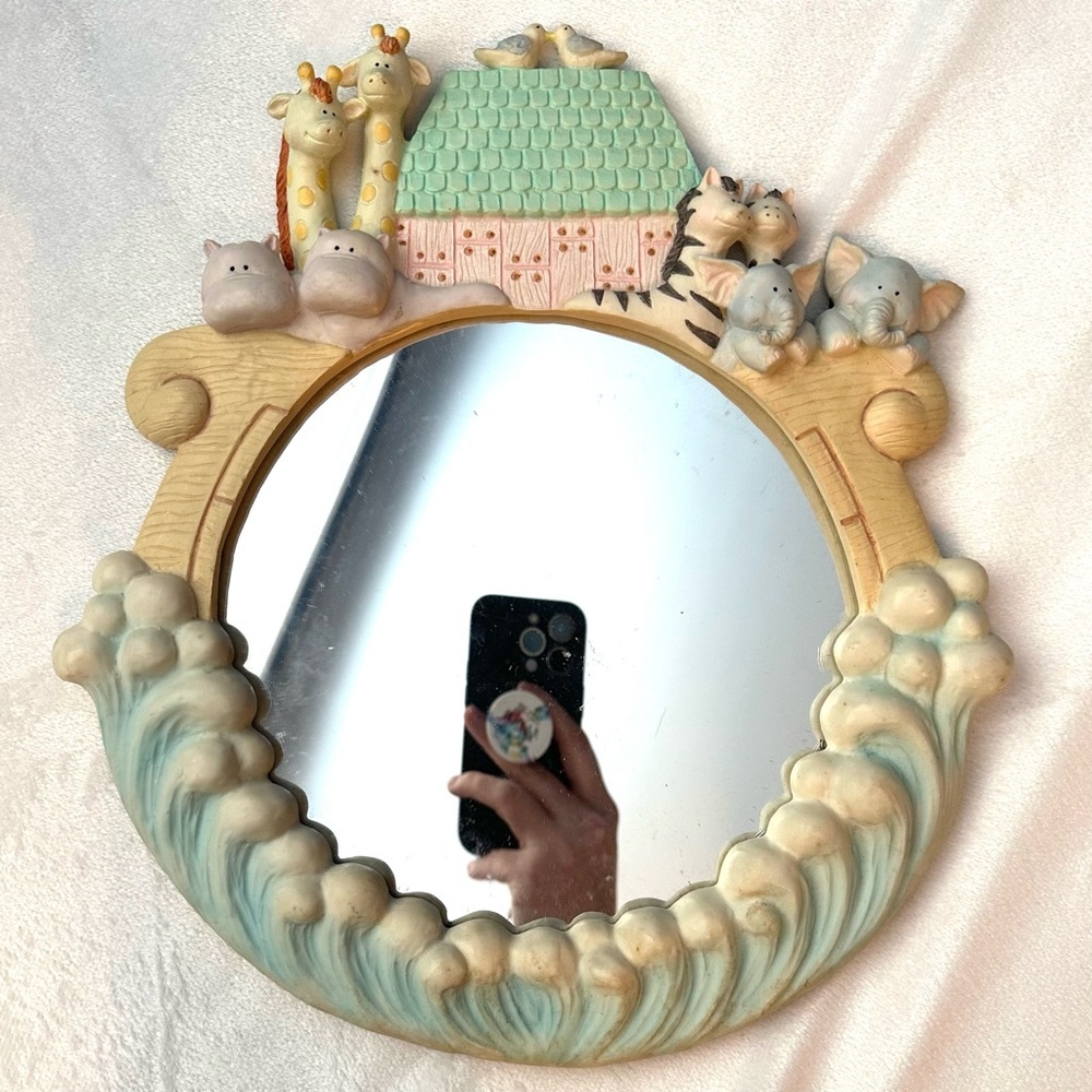 Russ Vintage Noah’s Ark Baby Nursery Mirror Room Decor Animals 80s 90s Wall Art